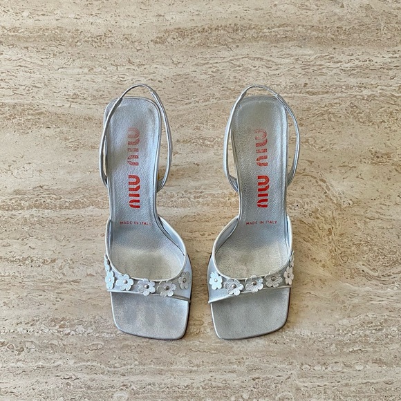 Miu Miu Shoes - Vintage Miu Miu Mesh Daisy Slingback Sandal Heels